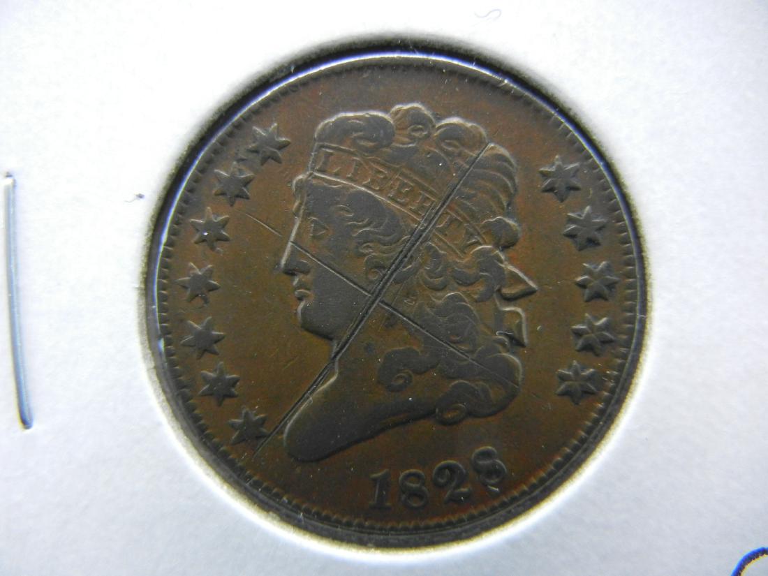1828 Half Cent XF Details Obverse Scratches (1 of 3)