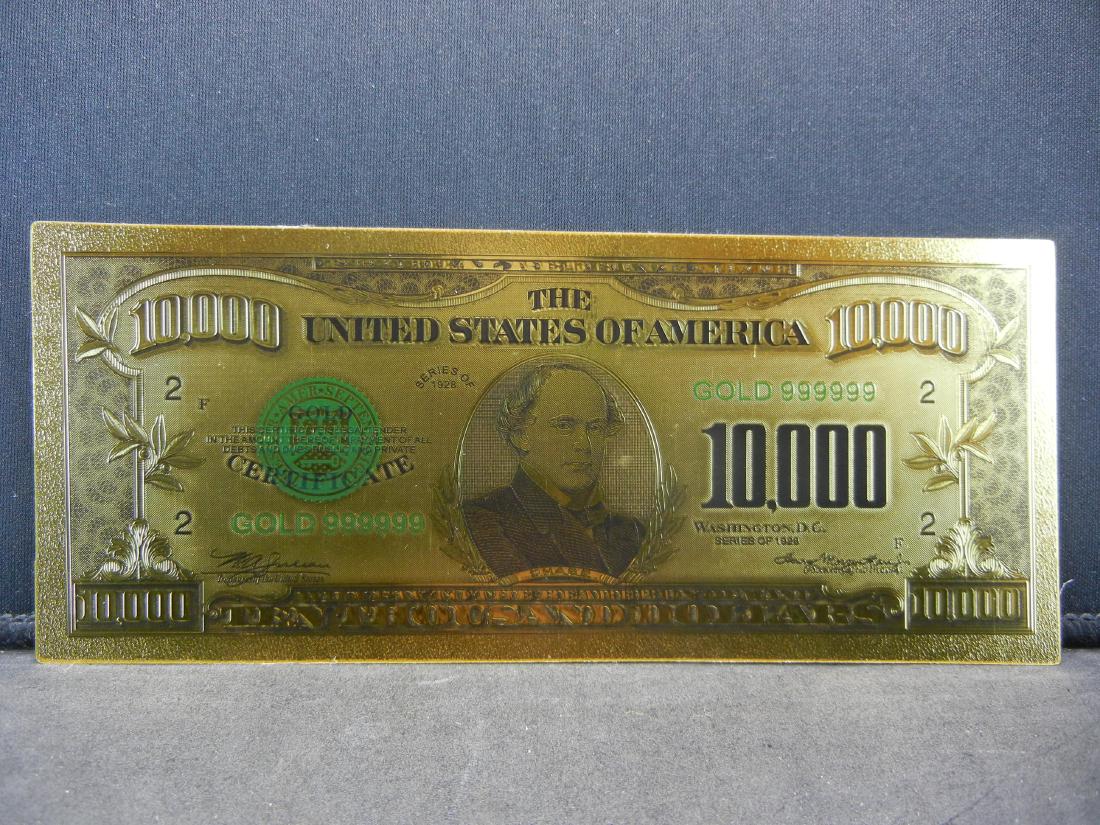 1928 $10,000 Gold Certificate 24K Gold Foil Note Not (1 of 2)