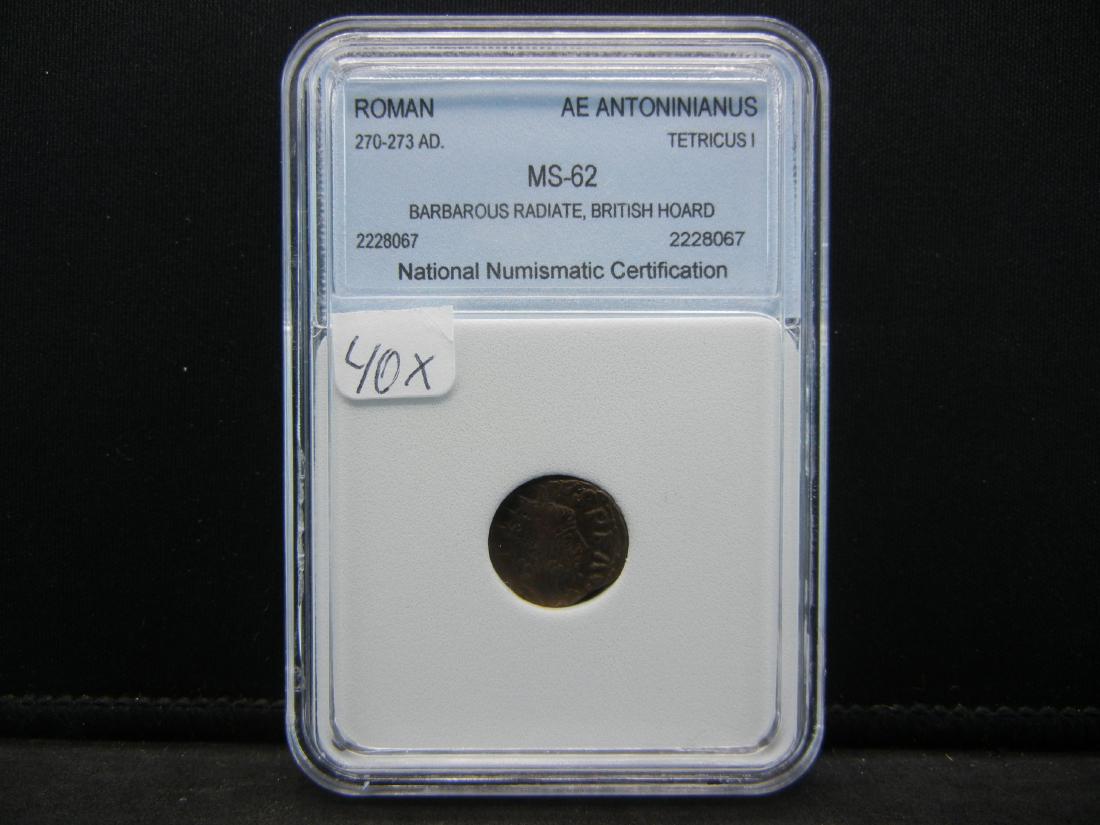 270-273 ROMAN AE ANTONINIANUS (TETRICUS I/BRITISH (1 of 4)