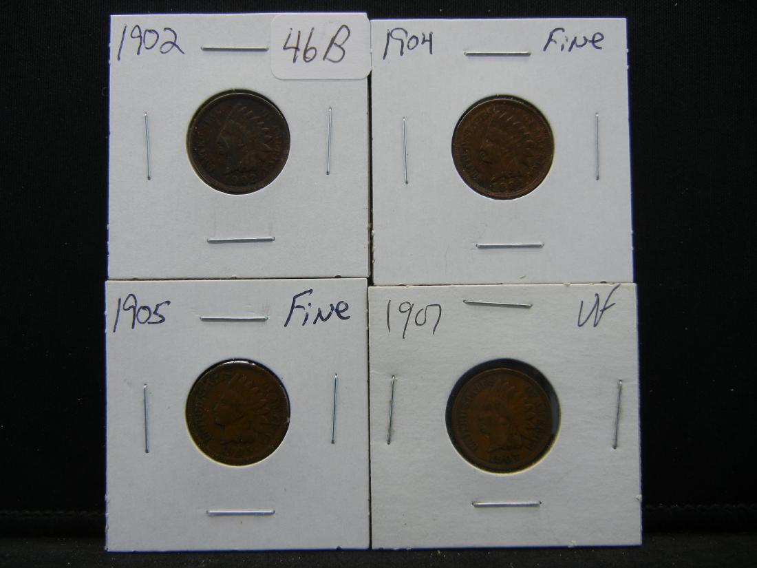Indian Cents Full Liberty Fine to Very Fine 1902, 1904, (1 of 5)