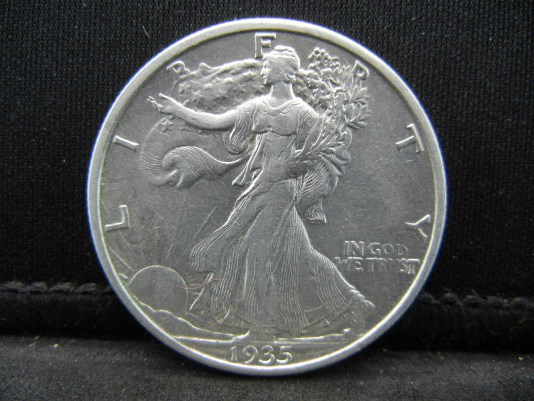1935-S SILVER (90%) LIBERTY HALF/UNCIRCULATED (LOOKS MS: 1935-S SILVER (90%) LIBERTY HALF/UNCIRCULATED (LOOKS MS 65/66), ONLY 3.8 MILL EVER MINTED, (CHECK OUT THE NGC WEBSITE), HARD TO FIND THIS HIGH OF GRADE, HUGE DETAIL, 84 YRS OLD, INCREDIBLE COIN!