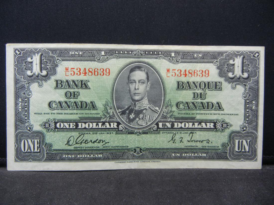1937 Canada One Dollar .  VF.  Scarce. (1 of 3)