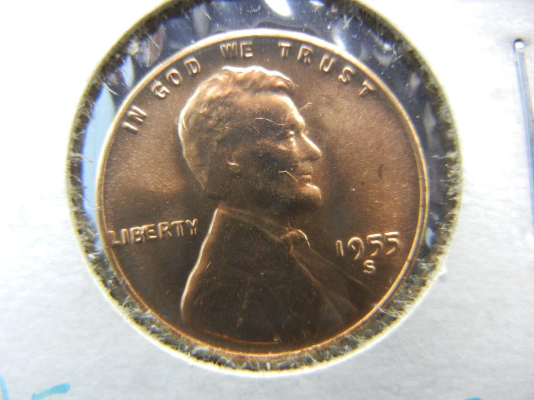1955-S Lincoln One Cent .  "LIBIERTY" Error.  Gem Unc (1 of 3)