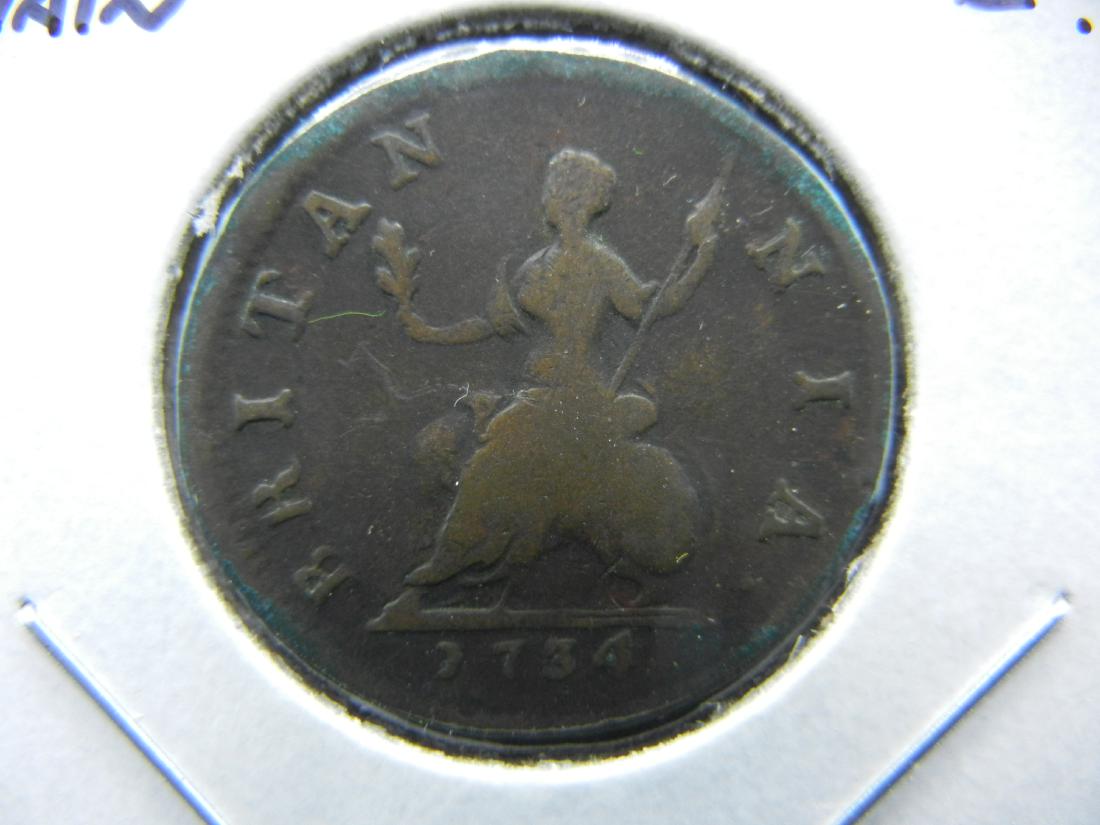 1734 Great Britain Farthing.  Very Nice.  Scarce (1 of 3)