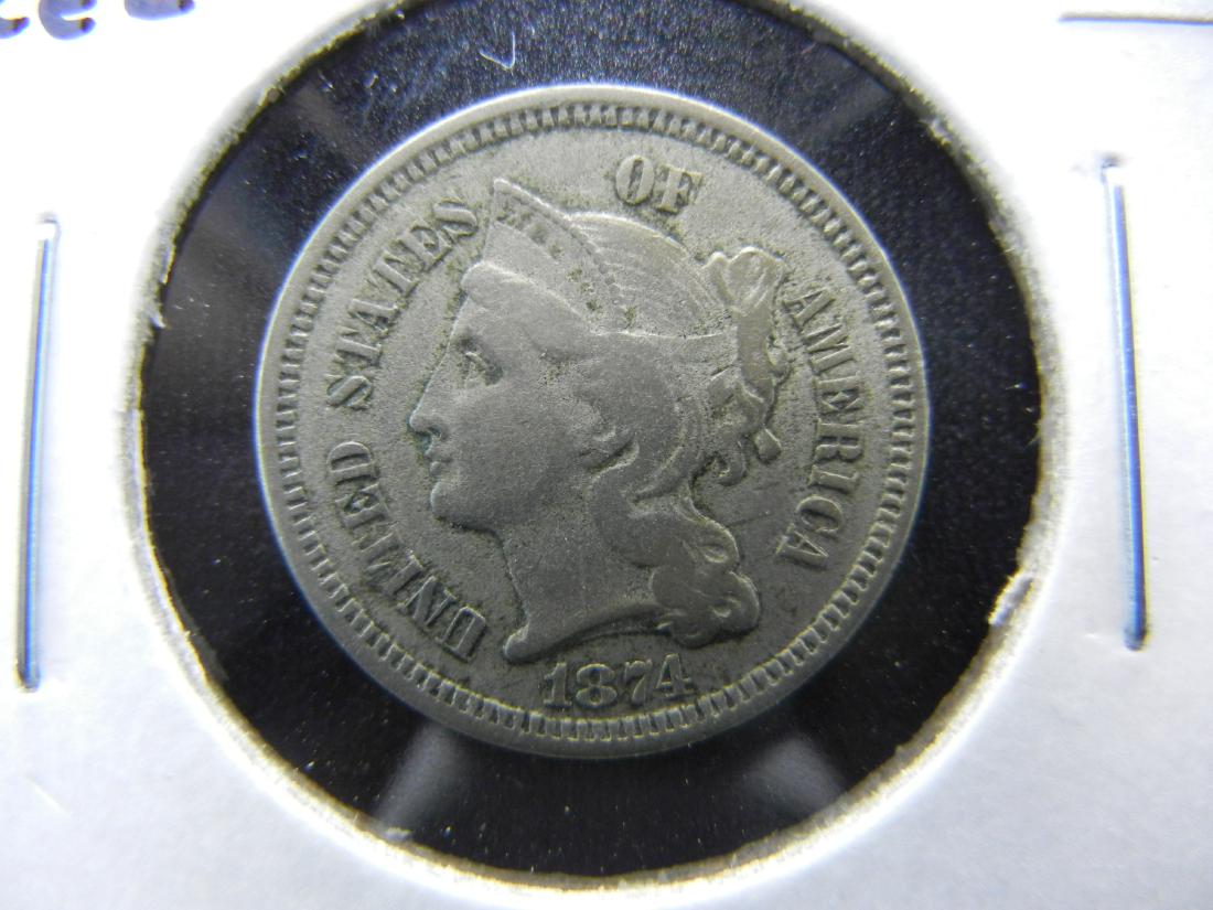 1874 3c Nickel.  VF. (1 of 3)