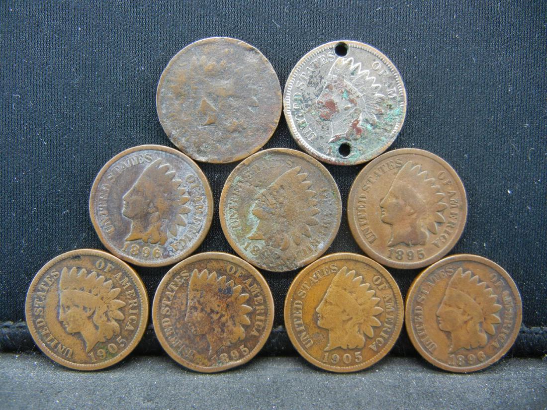 9 Various Date Indian Head Cents (1 of 2)