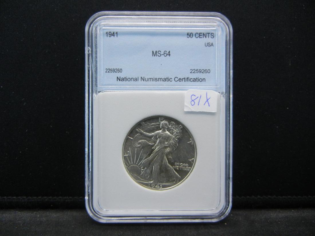 1941 SILVER LIBERTY (90%) HALF, (MS64/NNC), 78 YRS OLD, (1 of 4)