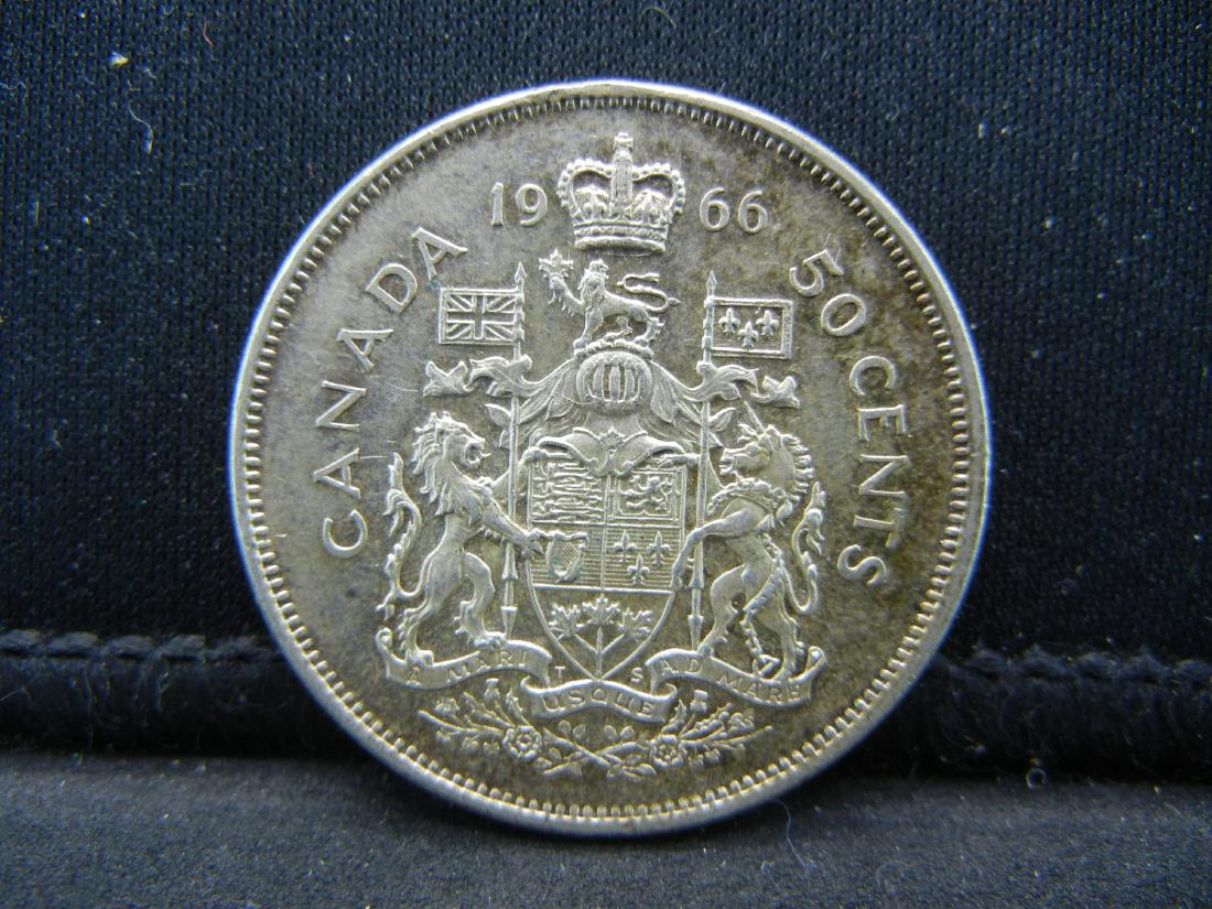 1966 Canada 80% Silver Half Dollar.  Weighs 0.38 Toz. (1 of 2)