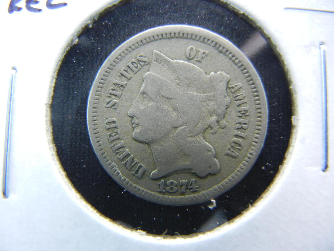 1874 3c Nickel.  VF. (1 of 3)