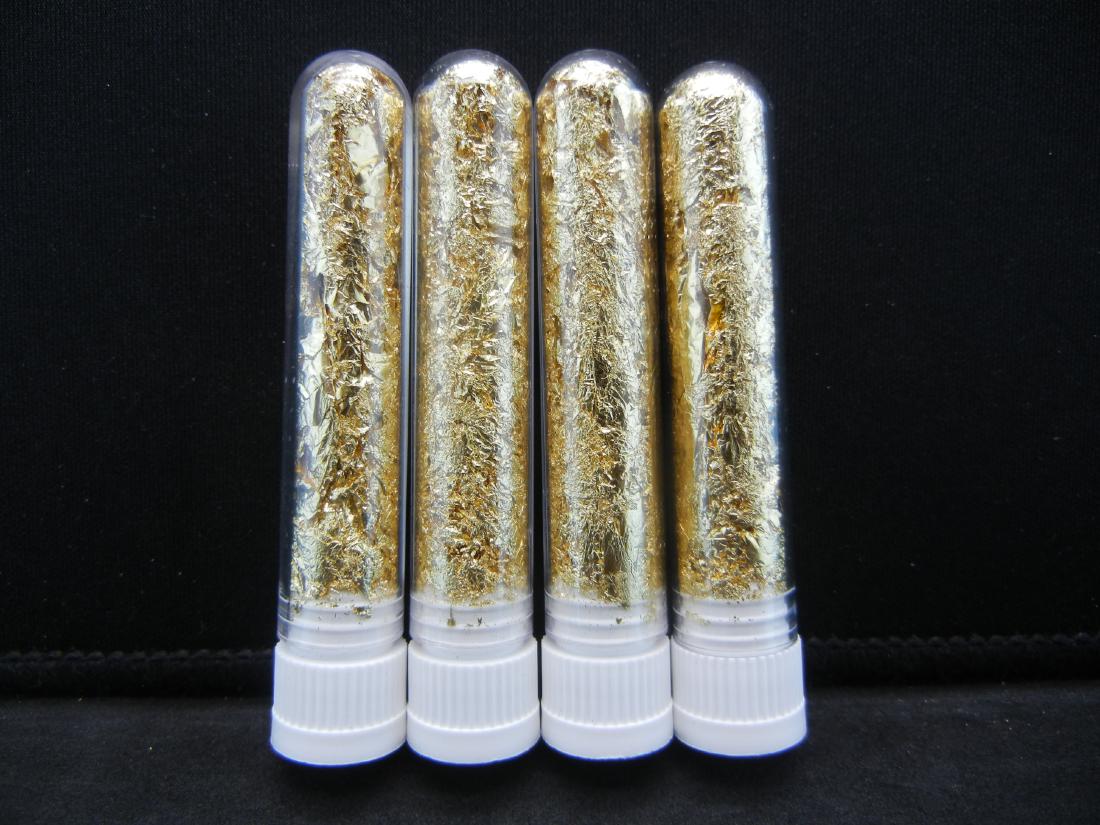 (4) Viles of 22k Gold Leaf Flakes, Can Be Sold: (4) Viles of 22k Gold Leaf Flakes, Can Be Sold Individually, Or Would Make Great Gifts!