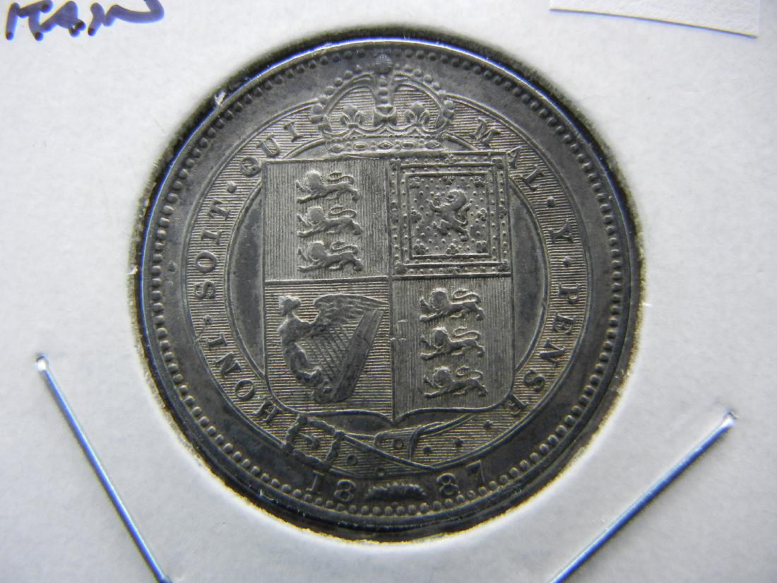 1887 Great Britain Silver Shilling. (1 of 3)