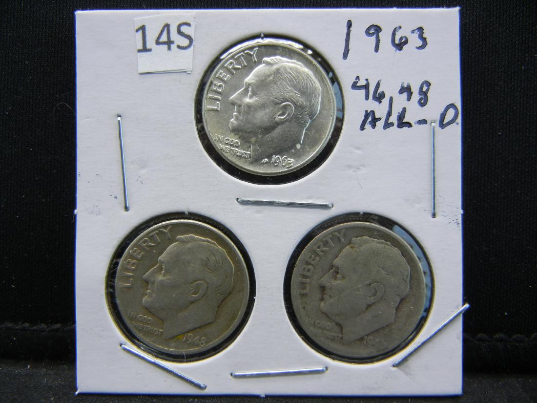 1963, 46, 48 All D Roosevelt Dimes (1 of 2)