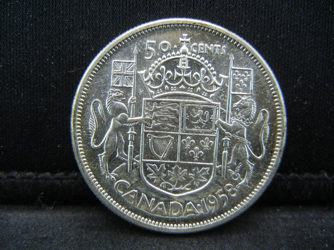 1958 Uncirculated Canada 50 Cents 80% Silver Half (1 of 2)