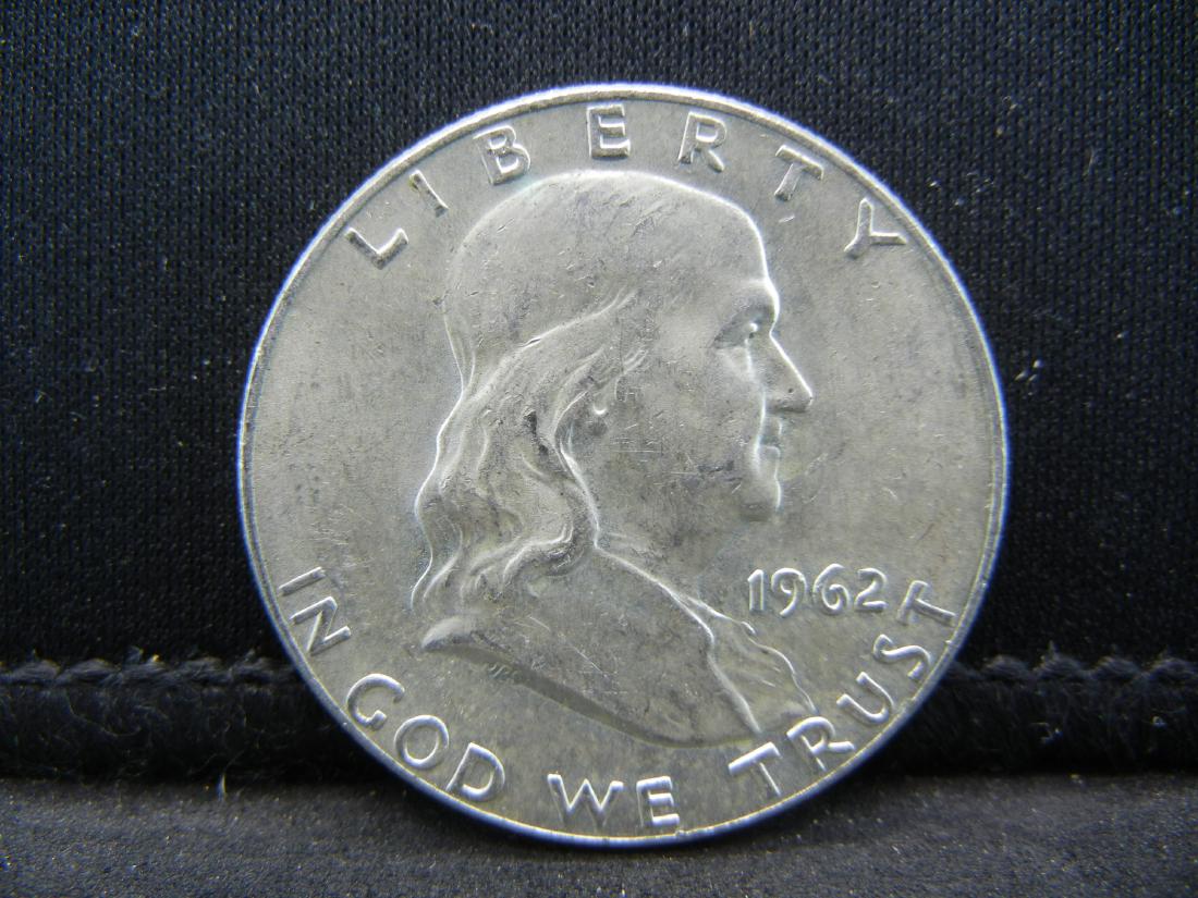 1962 SILVER FRANKLIN (90%) HALF, LOOKS UNC/BELL LINE, (1 of 2)
