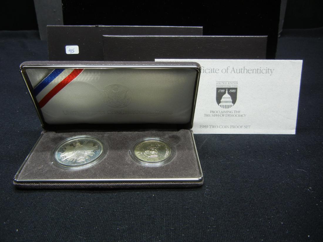 1989-S Congress Commemorative Silver dollar and half (1 of 4)