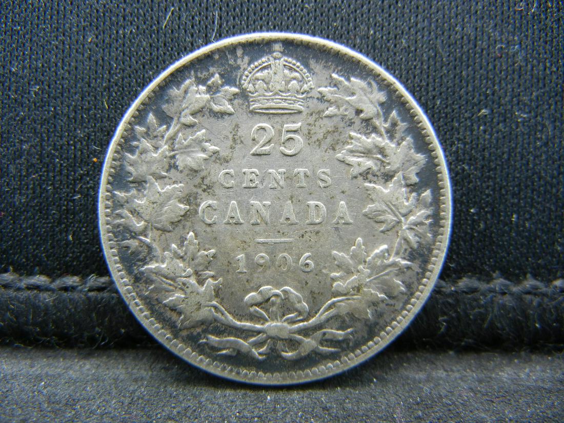 1906 Canada Sterling Silver (92.5%) Quarter.  Coin (1 of 2)