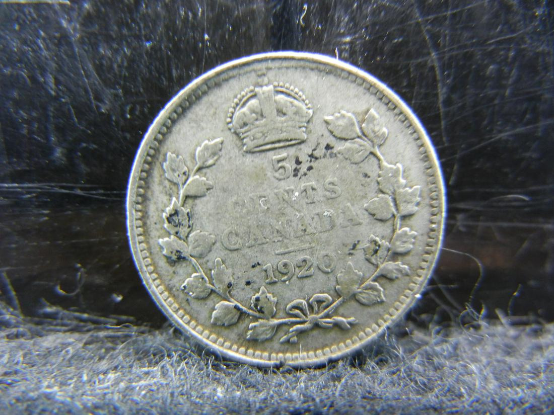 1920 Canada 5 Cents 80% Silver Coin.  Coin Weighs 0.04 (1 of 2)