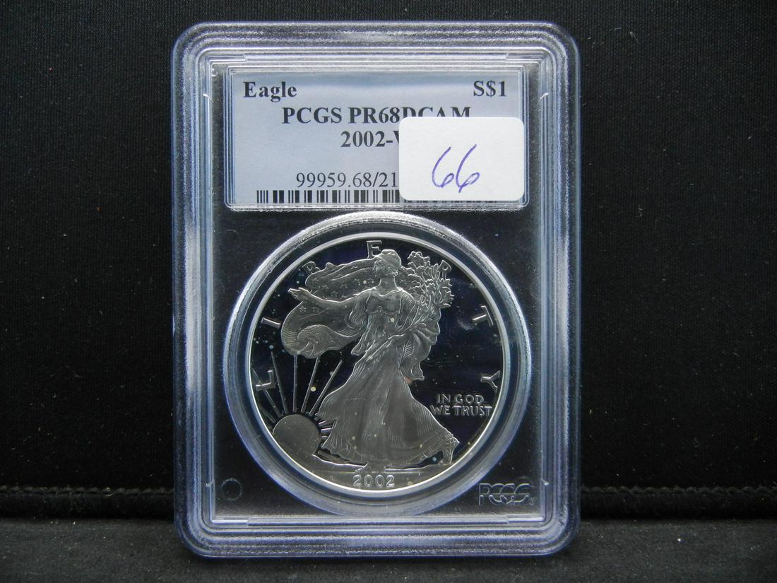 2002-W Silver Eagle PR68DCAM: 2002-W Silver Eagle PR68DCAM