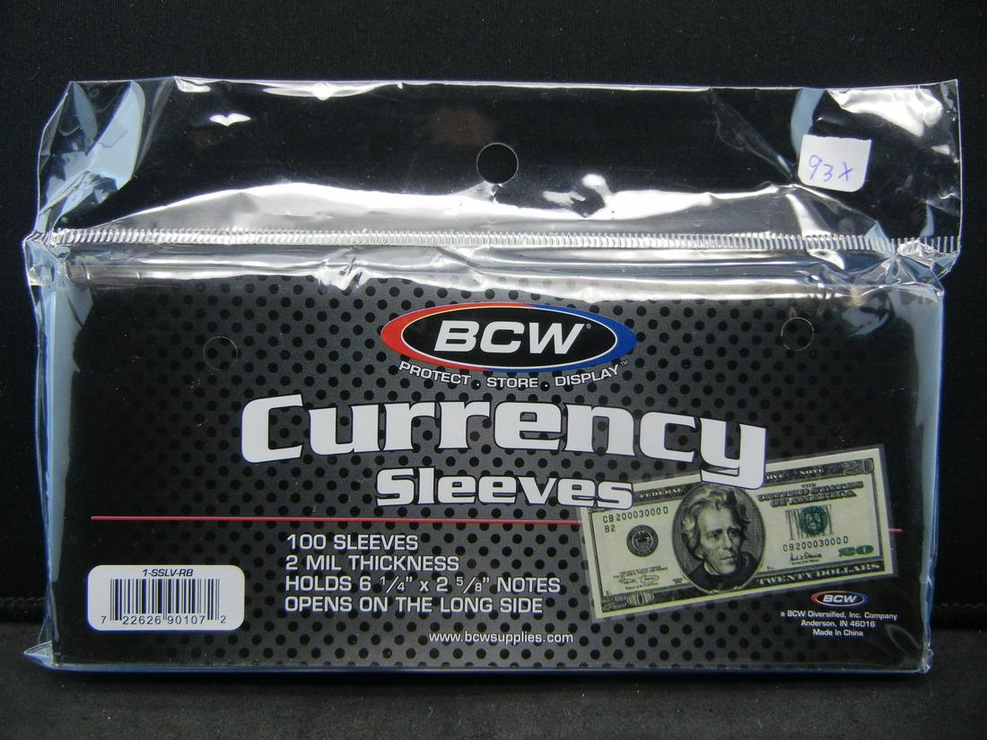 100 CURRENCY SLEEVES, NEW/SEALED 2 MIL THICK. (1 of 3)