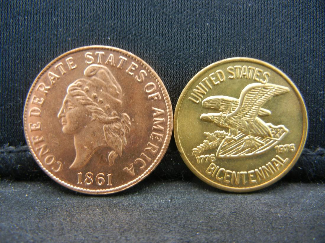 1976 bicentannial token ans 1861 confederate cent copy (1 of 2)