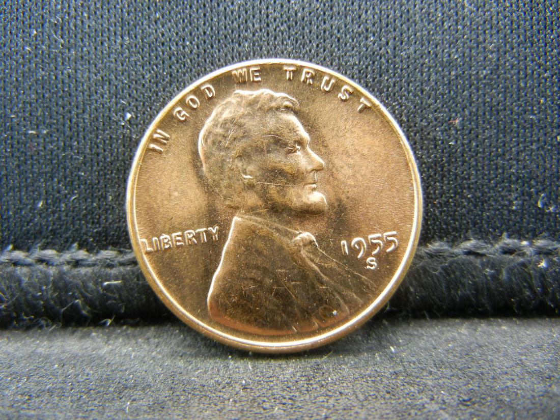1955 S Lincoln Cent Gem BU+++ Red Blazer (1 of 2)