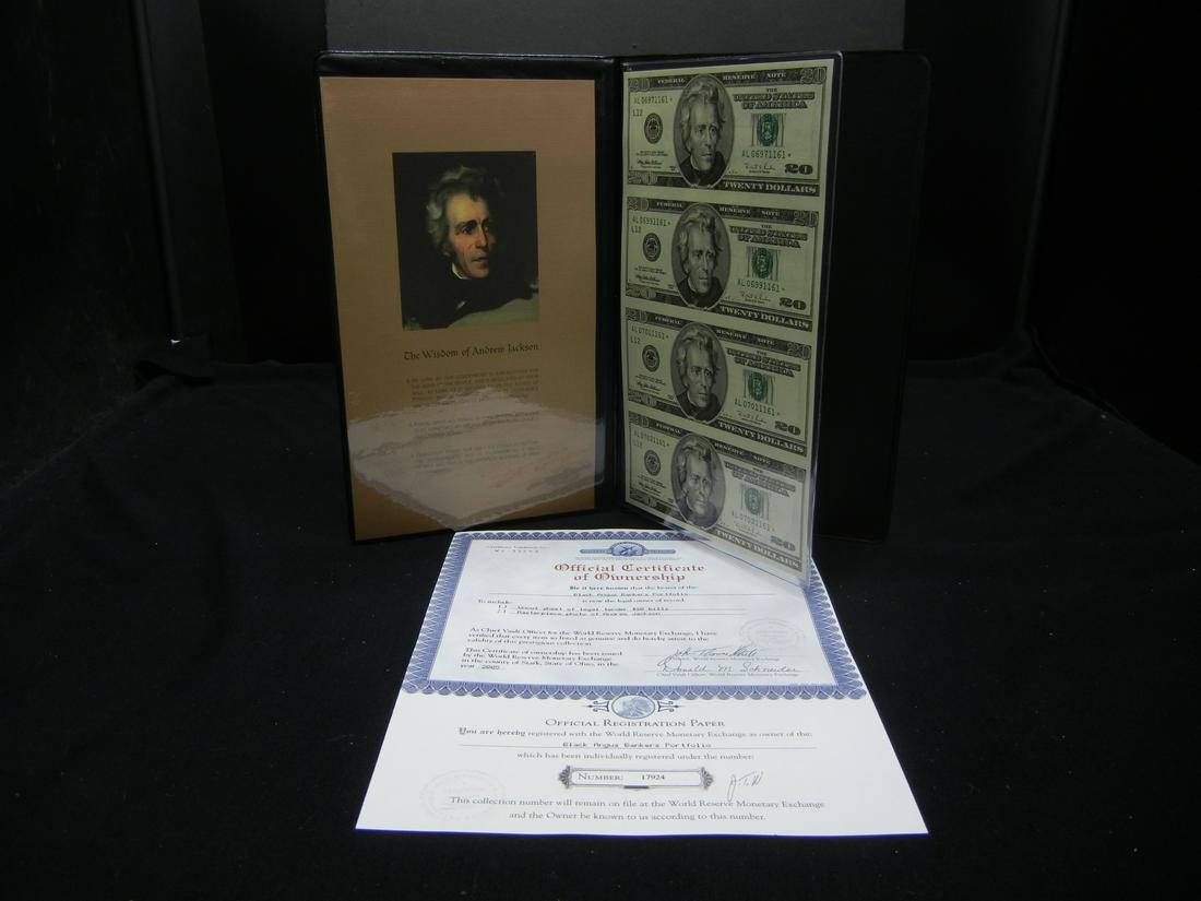 (4) Uncut 1996 $20 STAR Notes Gem BU In Album  Nice !! (1 of 7)