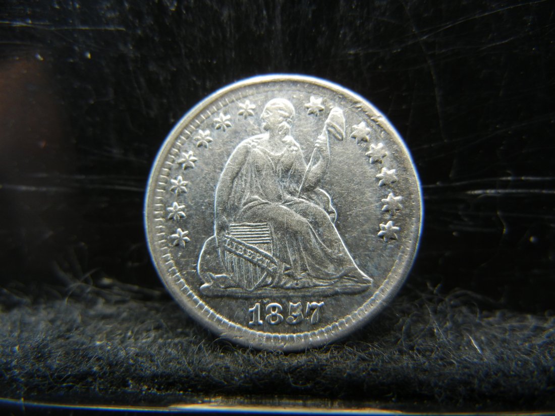 1857 Seated Half Dime AU Scarce!! Super Type Coin (1 of 2)