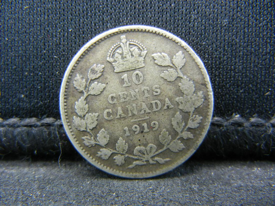 1919 Canada Sterling (92.5%) Silver Ten Cents, Weighs (1 of 2)