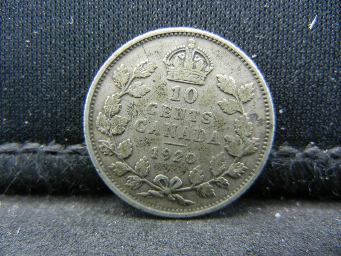 1920 Canada Sterling (92.5%) Silver Ten Cents, Weighs (1 of 2)