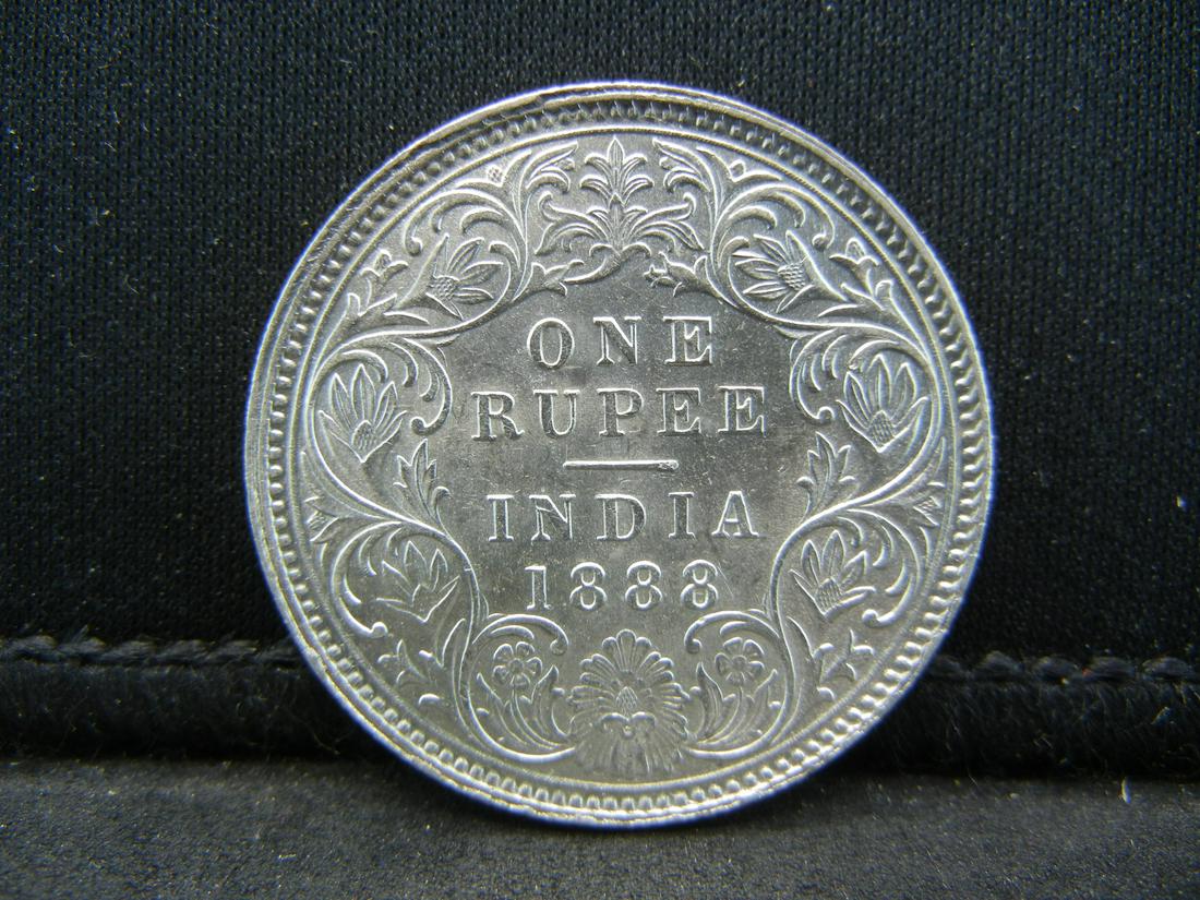 1888 India 1 Rupee. Choice Au-UNC Silver (1 of 2)