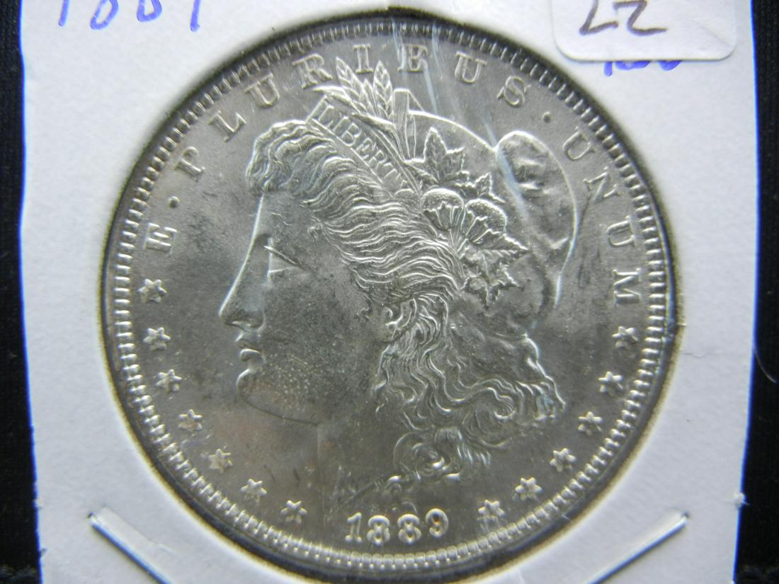 1889 Morgan Dollar.  Choice Brilliant Uncirculated with (1 of 3)