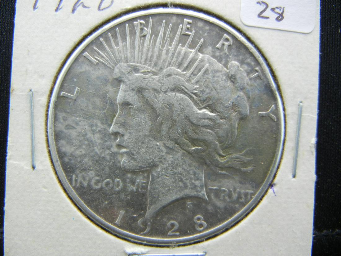 1928-S Peace Dollar.  Semi-Key.  Nice VF. (1 of 3)