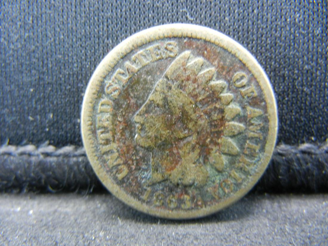 1863 Copper Nickel Indian Head Cent.  Civil War Year. (1 of 2)