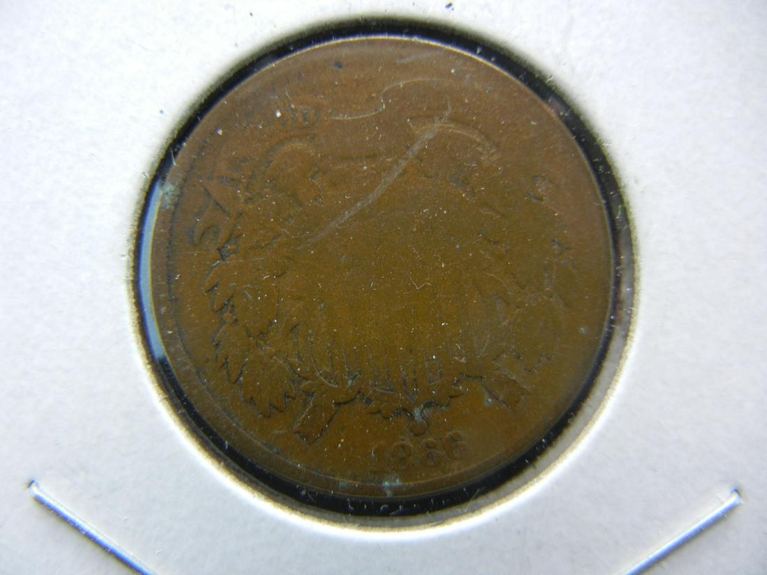 1866 US Two Cent piece.  Good. (1 of 3)