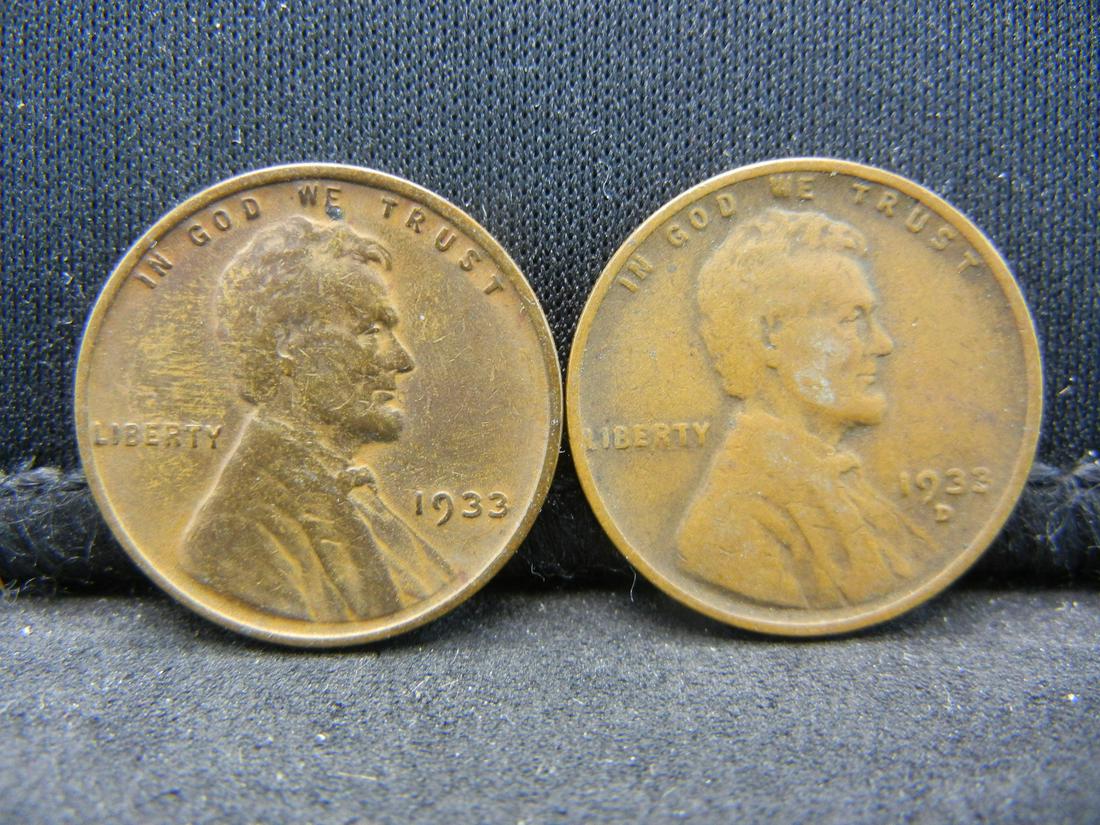 1933 PD Lincoln Wheat Cents. (1 of 2)