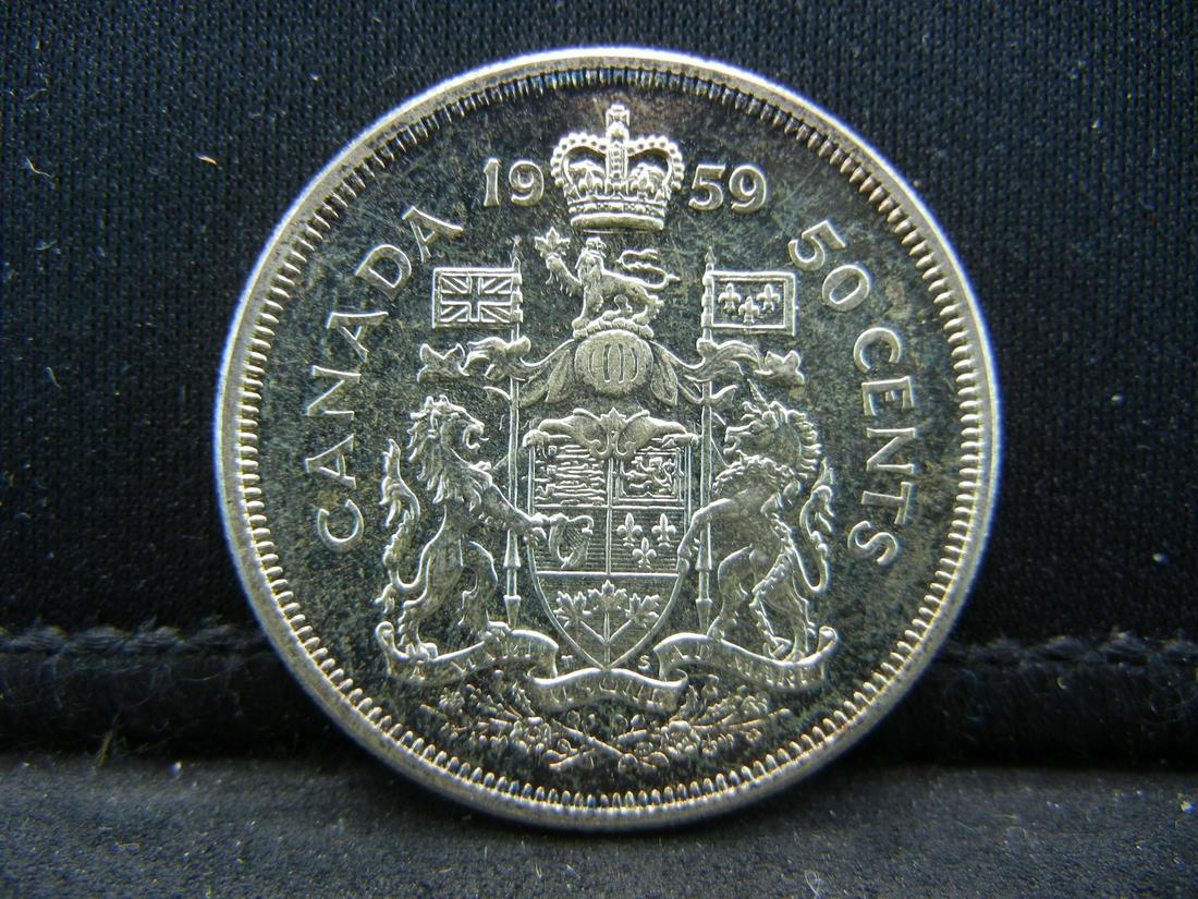 1959 Uncirculated Canada 50 Cents 80% Silver Half (1 of 2)