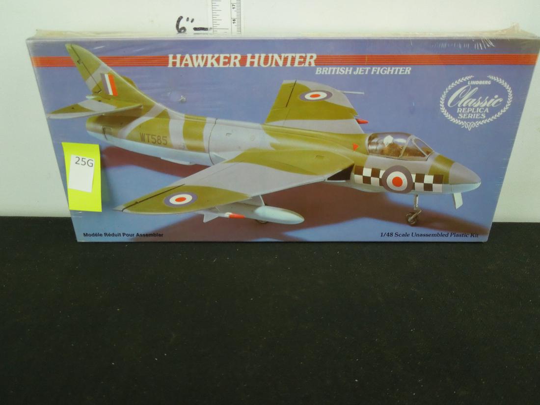 Lindberg Hawker British Jet Fighter 1/48 scale sealed: Lindberg Hawker British Jet Fighter 1/48 scale sealed in plastic