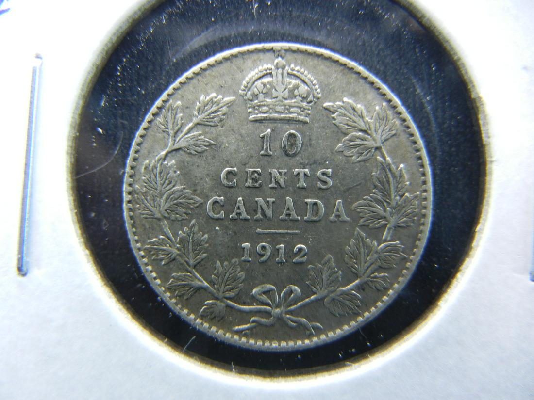 1912 Canada Dime.  XF/AU.  Scarce. (1 of 3)