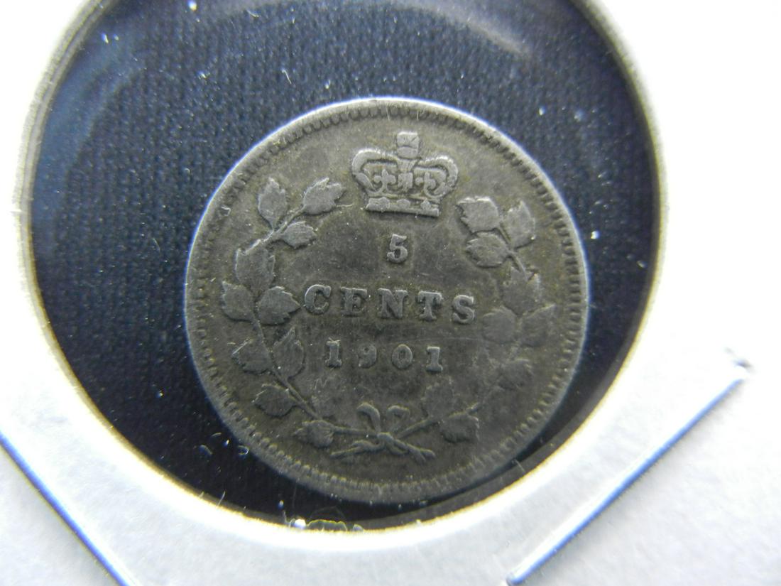 1901 Canada Five Cent Piece  Silver.  XF. (1 of 3)