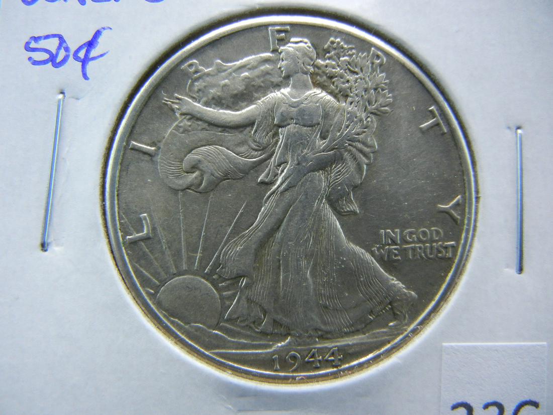 1944-D Walker Half Dollar. XF+.: 1944-D Walker Half Dollar. XF+.