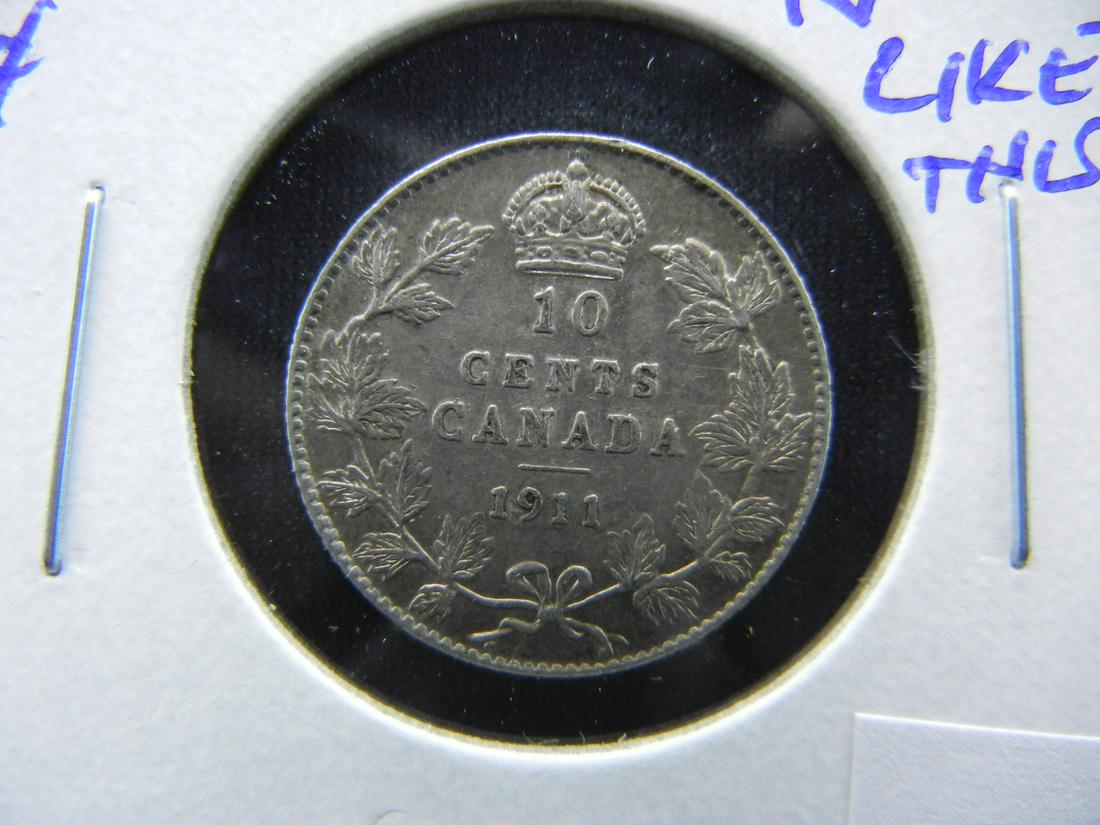 1911 Canada Dime.  AU.  Rare Like This. (1 of 3)