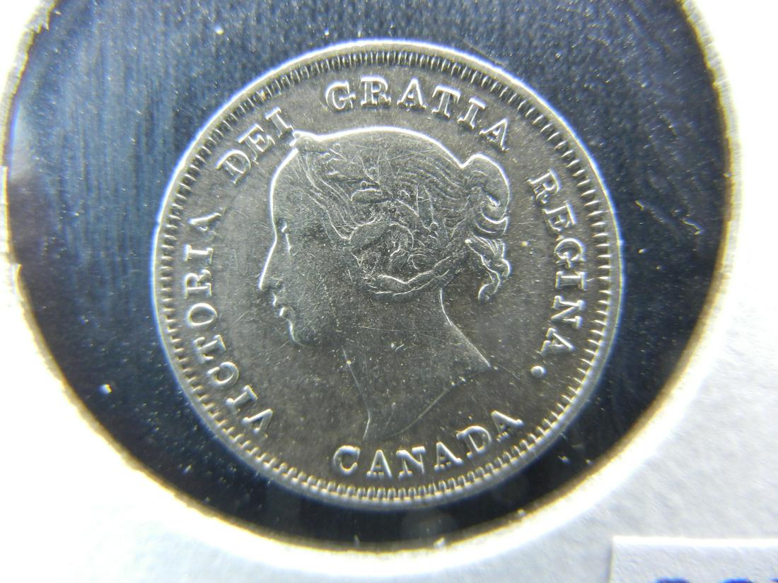1900 Canada Five Cent Piece .  AU.  Scarce. (1 of 3)