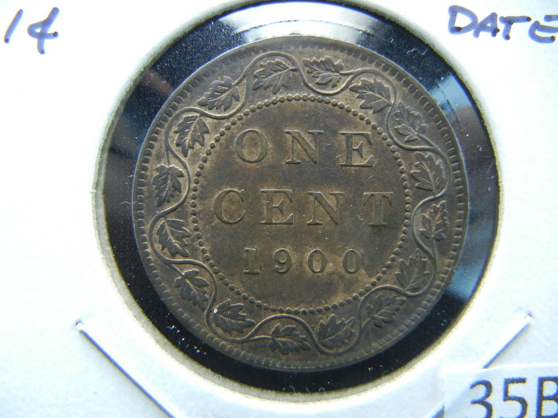 1900 Canada One Cent Piece .  UNC.  Scarce Date. (1 of 3)
