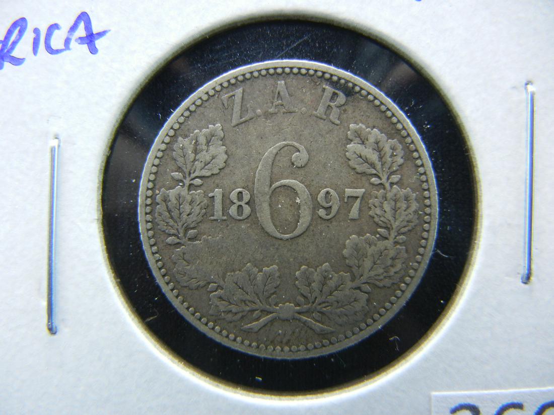 1897 South Africa Silver 6 Pence.  Scarce. (1 of 3)