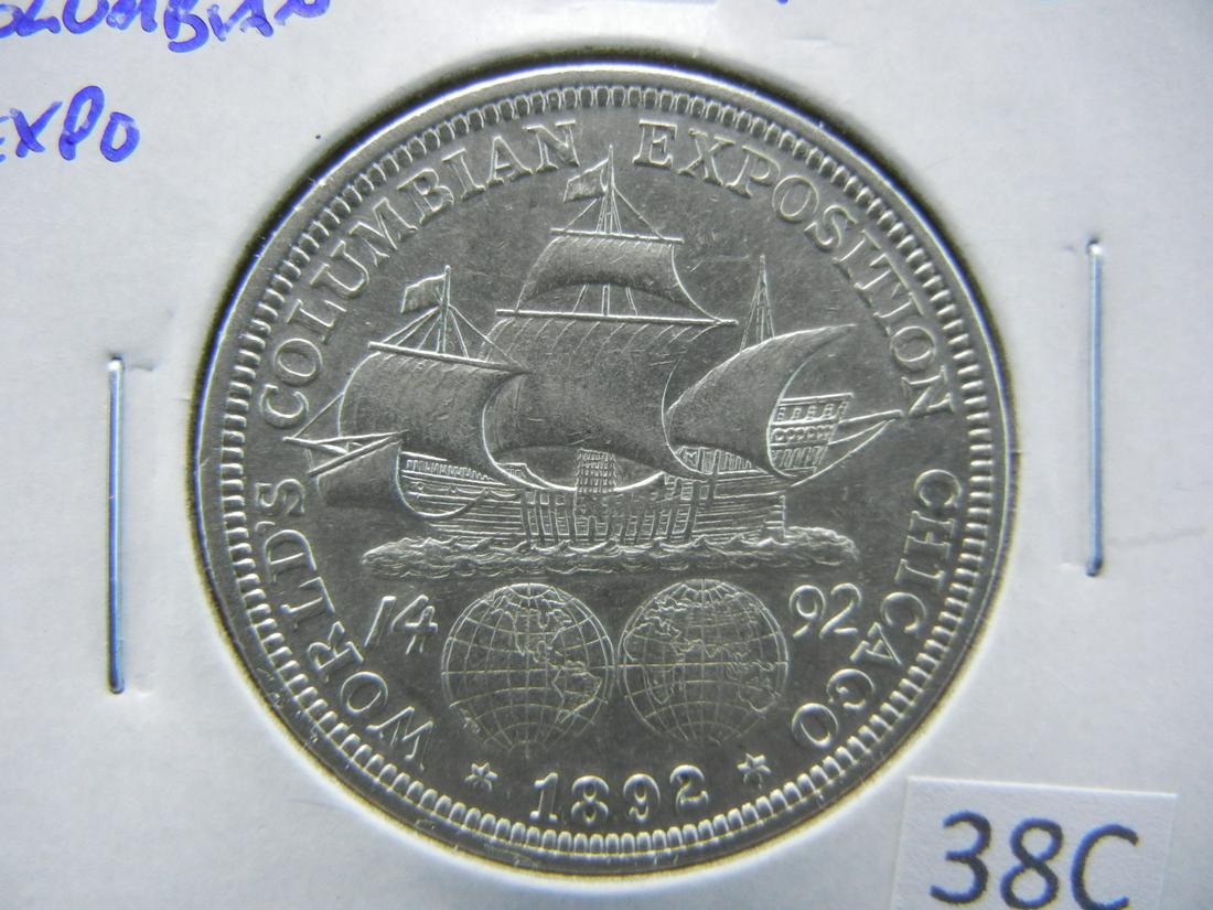 1892 Columbian Exposition Half Dollar.  AU+. (1 of 3)