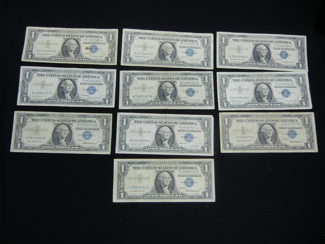10 1957 One Dollar Silver Certificates (1 of 8)
