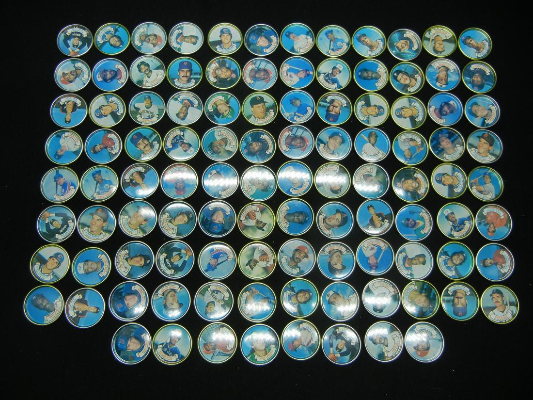 (100+) 1987 TOPP'S BASEBALL COIN'S/TOKEN'S,: (100+) 1987 TOPP'S BASEBALL COIN'S/TOKEN'S, (RIPKIN-RYAN-STRAWBERRY-JACKSON, ETC/STATS OF PLAYERS ON BACK OF COINS ), OVER 30 YEARS OLD, NEW