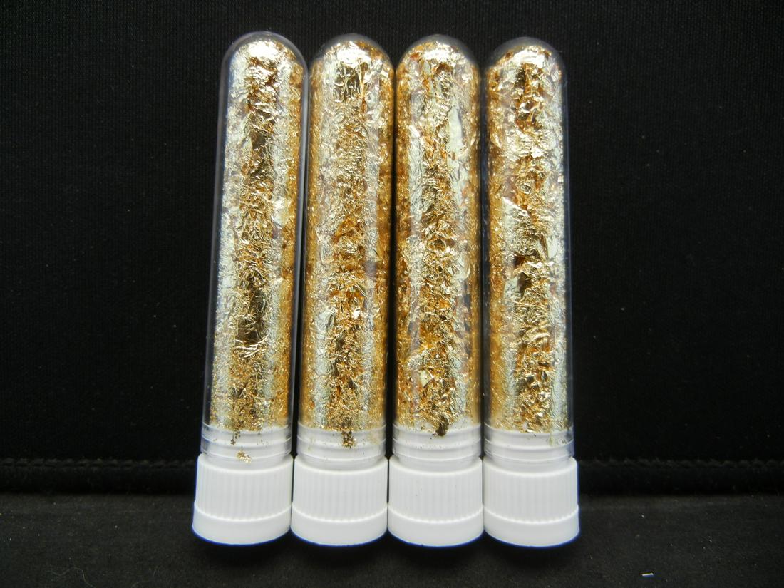 (4) Viles of 22k Gold Leaf Flakes,: (4) Viles of 22k Gold Leaf Flakes,