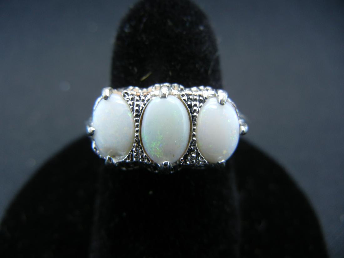 Sterling Silver Opal Three Ring. (1 of 5)