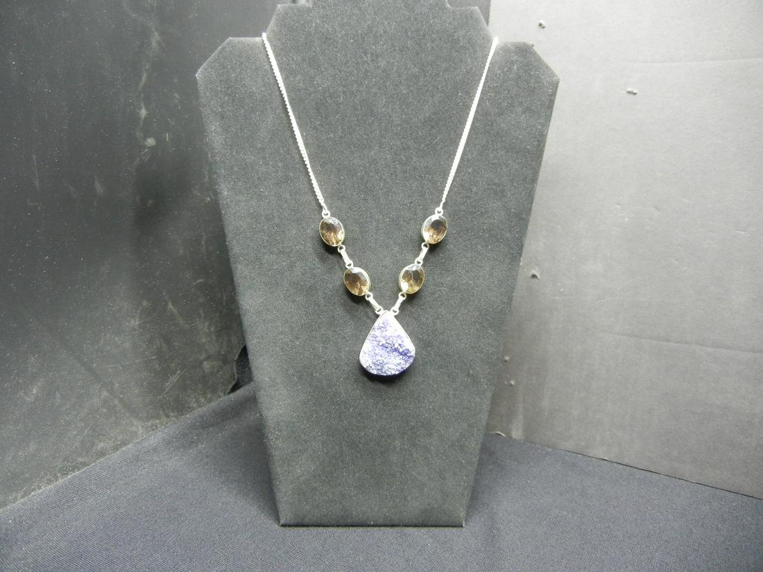 AMAZING Natural gemstone necklace. Blue amythyst. 925 (1 of 6)